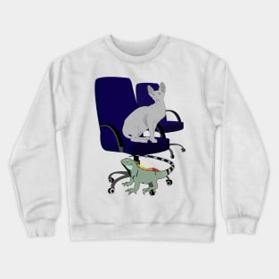 Chair, Iguana and Cat Crewneck Sweatshirt